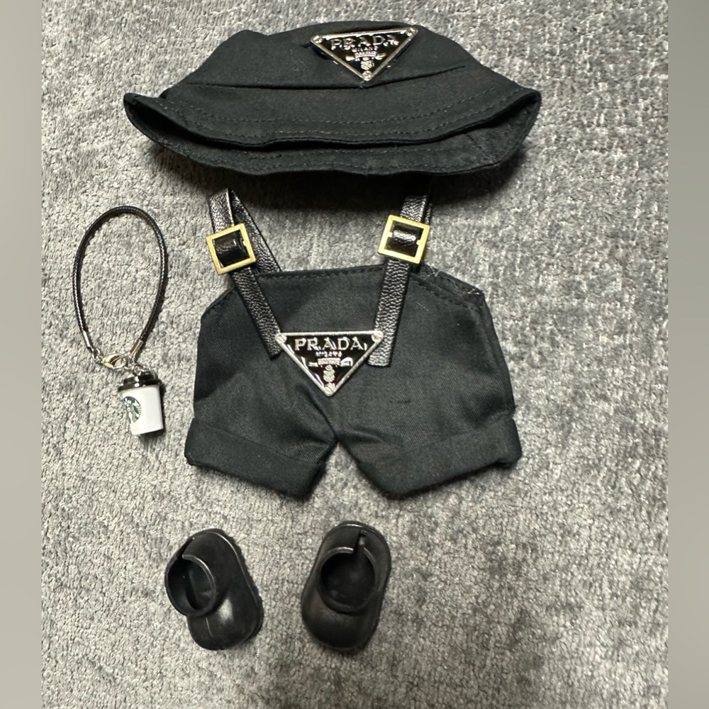 Labubu Clothes 4 Piece Set Fancy Black Silver Stocking Stuffer Coffee